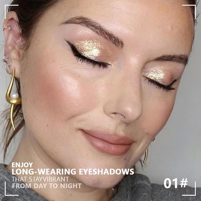 Monochrome Cream Glittle Eyeshadow Palette Makeup, High Pigment Natural Sombras Crema Para Ojos, Glod Shimmer Single Shimmer Eye Shadow for Older Women, Talc, Paraben & Cruelty Free