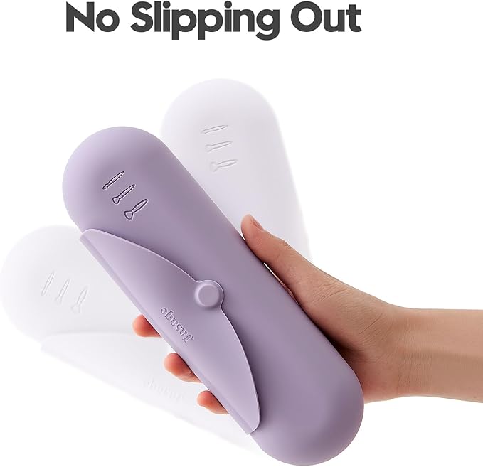 Silicone Makeup Brush Holder，Travel Makeup bag-Soft Portable Cosmetic Face Brushes Holder，Large Travel Makeup Brush Case with Anti-Fall Out Magnetic Closure