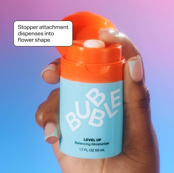 Bubble Skincare Level Up Gel Face Moisturizer for Oily Skin - Balancing + Hydrating Face Lotion with Niacinamide + Zinc to Improve Texture + Reduce Shine - Daily Lightweight Facial Moisturizer (50ml)