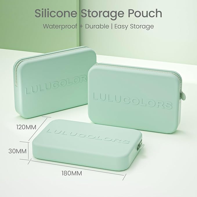 LULUCOLORS-Dual-Ended Makeup Brush Set with Sponge & Travel Case-13 Kinds of Multi-Functional Brushes for Face & Eyes – Soft Bristles, Easy Travel Brush Set (Mint Green)