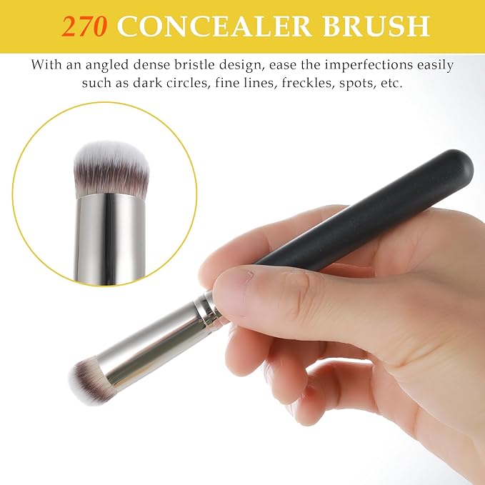 3 Pcs Foundation Contour Brushes - Foundation Brush & Concealer Brush & Blusher Brush, Under Eye Nose Contour Kabuki Brush for Blending Liquid Cream, Sculpting, Highlighting, Mineral Makeup