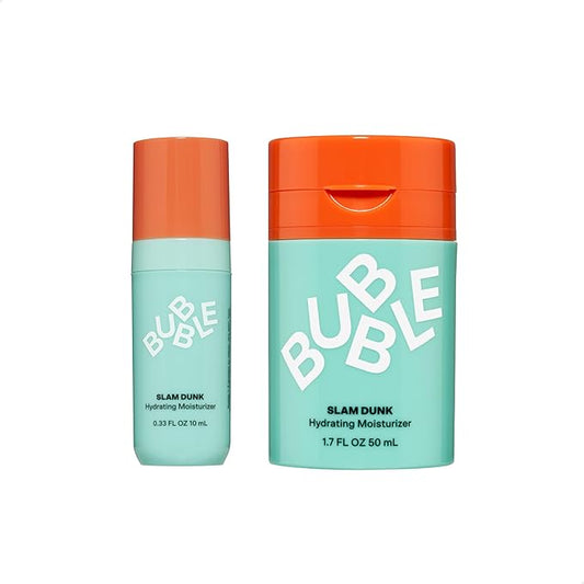 Bubble Skincare Slam Dunk Bundle - Hydrating Face Cream for Dry Skin Made with Vitamin E + Aloe Vera Juice for a Glowing Complexion - Skin Care with Blue Light Protection (50ml + 10ml, 2 Count)