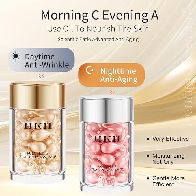 Pro-Retinol Serum For Face Anti-Aging Wrinkle 48 Capsules, Vitamin C,Vitamin A & Vitamin E Collagen Night Serum Oil For Women,Reduces Fine Lines, Smooths, Hydrates & Firms Skin, Travel-Friendly