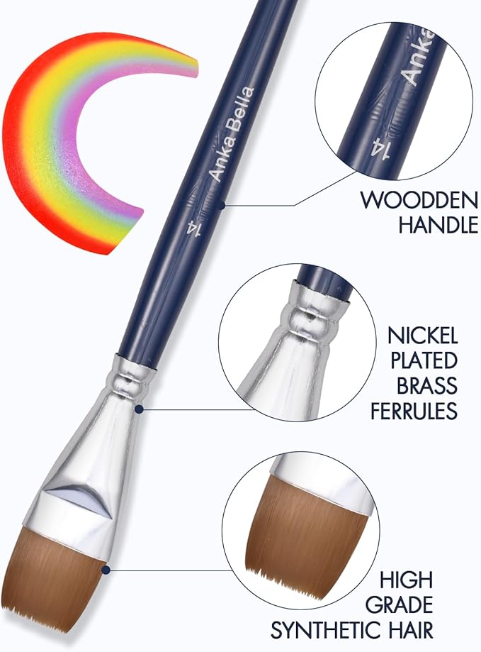 Anka Bella Professional Face Paint Brushes Set,5pcs Artist Face Paint Brushes for Drawing Lines/Water Drop/Petal/Butterfly/Rainbow etc