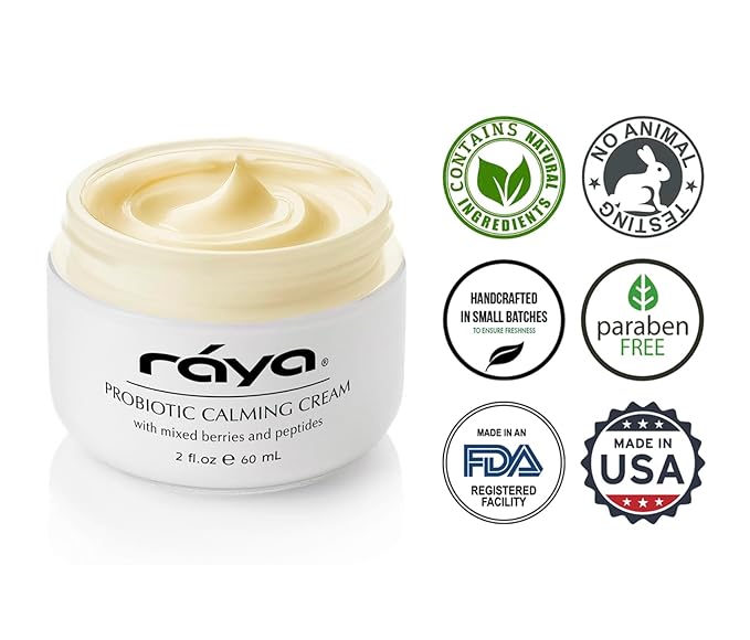 Raya Probiotic Calming Cream (309) | Moisturizing, Anti-Aging, and Calming Face Cream for Sensitive, Irritated, and Mature Skin | Soothes Over-Reactive Skin and Helps Reduce Fine Lines and Wrinkles