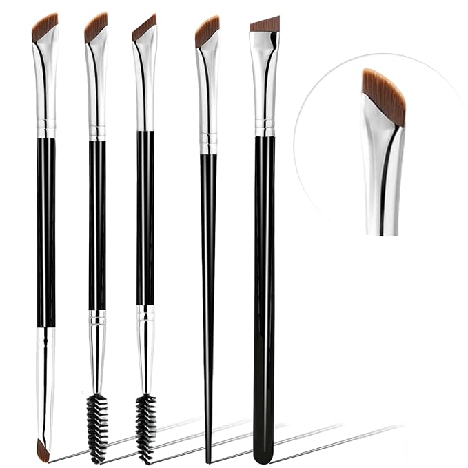 Eyeliner Brush, Fine Angled Eyeliner Brush, Ultra Thin Precision Slanted Flat Eyeliner Makeup Brushes Set for Eye liner Eye brow Eyebrow Brushes, 5 PCS