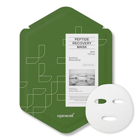 Peptide Recovery Mask with Cica and Rose Water, Calms and Soothes, Antioxidant-Rich Sheet Mask for Sensitive Skin, 7 Count