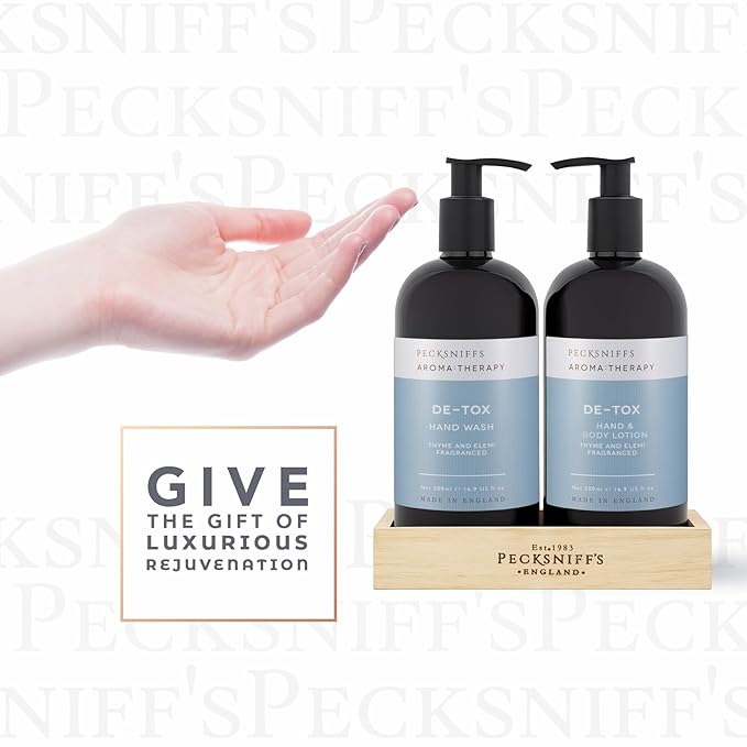 Pecksniff's Aroma:Therapy Re-Charge Duo Caddy, 500 ml/16.9 fl oz Hand Wash and 500 ml/16.9 fl oz Hand & Body Lotion