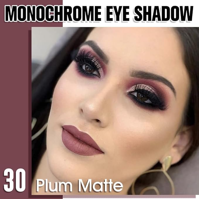 Plum Matte Eyeshadow Palette for Women, Single Monochrome Eye Shadow Makeup, Shiny Pressed Powder, Blendable Natural sombras para ojos, Holographic,Vegan,Travel -30