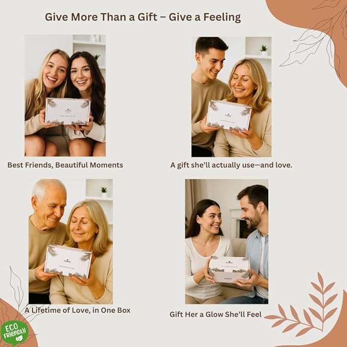 Self Care Unique Organic Spa Set for Teens, Women – Eco Friendly Box with Bamboo Makeup Brush, Wooden Jade Roller & Soft Face Towel – Natural Vegan Gift Box for Birthdays, Holidays & Relaxing Spa Day