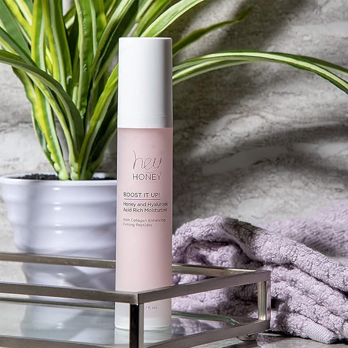 Hey Honey Skincare Boost It Up Collagen-boosting peptides Honey & Hyaluronic Acid Rich Moisturizer for Stronger Skin Barrier | For Premature & Advanced Signs of Aging | Fast Acting | 1.7 Oz