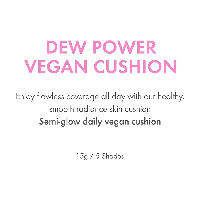Amuse SEOUL DEW POWER VEGAN CUSHION FOUNDATION | Dewy, glow, long-lasting, double coverage, clean beauty, lightweight, natural look, foundation for sensitive skin, hydrating cushion (01 PURE)