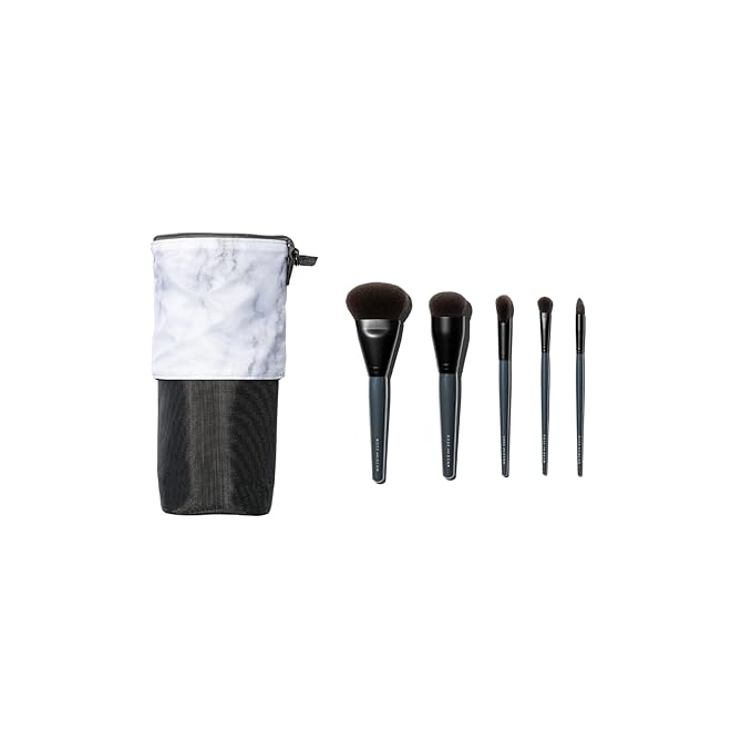 Rose and Ben Beauty Essential Travel 5 Piece Brush Set | Professional Blending Brush for Liquid & Cream Makeup | Cruelty Free