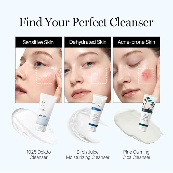 ROUND LAB 1025 Dokdo Cleanser 5.07 Fl Oz, Low pH Facial Cleanser for Sensitive Skin, Rich Soft Bubbles for Deep Cleansing and Makeup Removal, Hydrating Face Wash with Deep Sea Water, Korean Skin Care