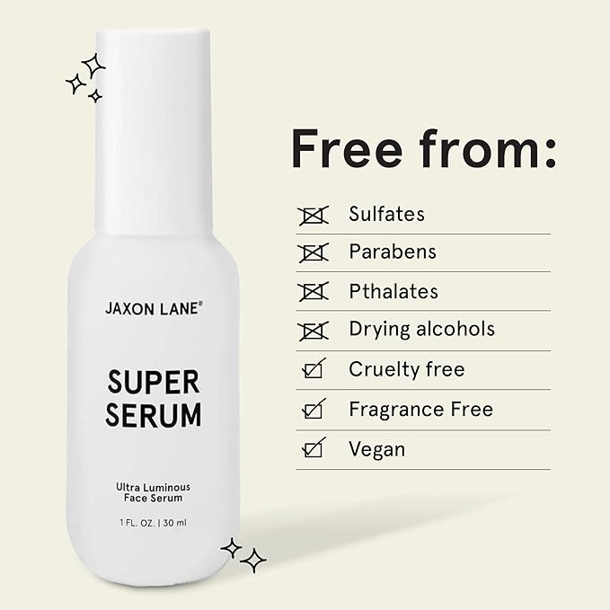 SUPER SERUM Anti Aging Serum for Face: 5% Niacinamide Serum, Bakuchiol Serum, Vitamin C Face Serum for Men Korean Skin Care Tranexamic Acid Textured skin treatment, Pore Minimizer Serum JAXON LANE 1oz