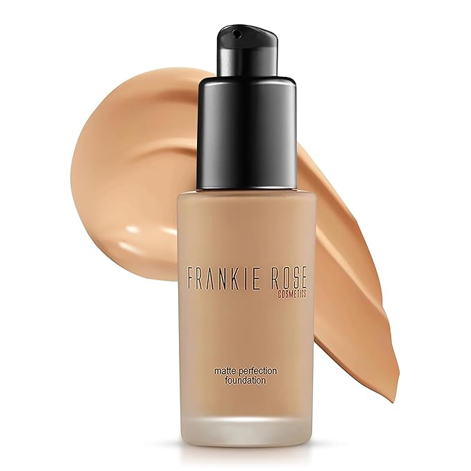 Frankie Rose Cosmetics Matte Perfection Foundation Makeup – Long-Lasting, Hydrating Foundation for Semi-Matte Finish - Full Coverage for All Skin Types - (Neutral) 1.0 US fl oz / 30 ml