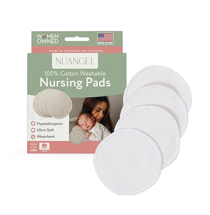 100% Cotton Washable Nursing Pads for Breastfeeding, Reusable & Breathable Leak Protection – 8 Pack (Natural)