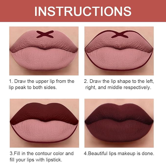 Kaely 2-in-1 Dark Deep Red Lip Liner & Lipstick Set Kit for Women, Matte Lips Kit with Lip Liner Lip Stains Long Lasting Waterproof 24 Hour Lipstick and Lip Liners Combo Lipliners Pencil Set 15