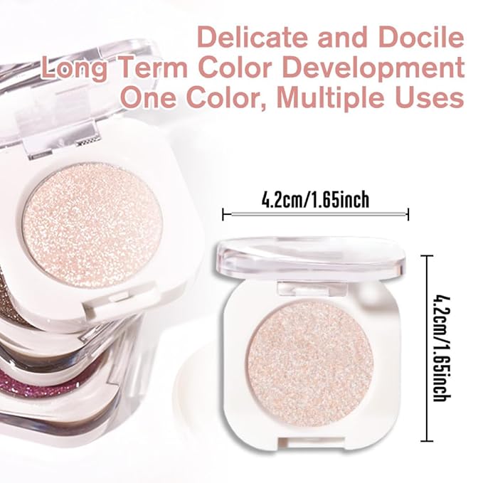 Sheer White Sparkle Eyeshadow Palette for Women, Single Monochrome Eye Shadow Makeup, Shiny Pressed Powder, Blendable Natural sombras para ojos, Holographic,Vegan,Travel -23
