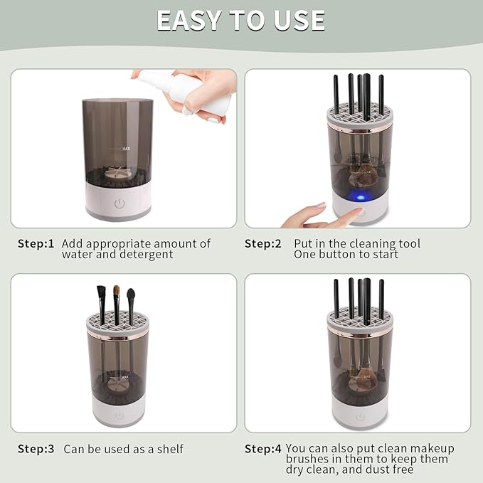 Electric Makeup Brush Cleaner, Machine For Deep Cleaning All Types Of Brushes,Multi-Use Cosmetic Brush Cleaner,Makeup Brush Sanitizer For Makeup Lovers & Professionals Brush Cleaner