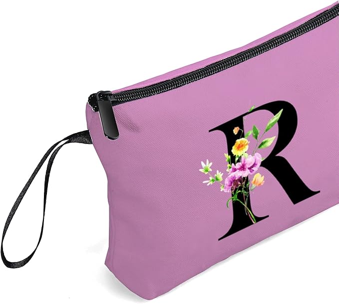 Women Birthday Maid of Honor Monogrammed Gifts for Bride Bridesmaid Sister Friend Her Teacher Makeup Cosmetic Bag with Mirror Mothers Day Christmas Graduation R