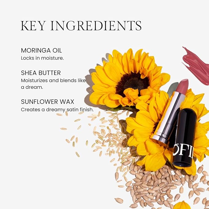 OFIR Lip Rouge Satin Hydrating Lipstick | Full Coverage Cream Lipstick for Long Wear Comfort | Lightweight Lip Satin Finish with Shea Butter | Berry - Muted Plum 0.12 oz