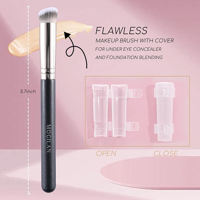 Concealer Brush Under Eye Nose Contour Brush for Concealing, Blending, Buffing with Powder, Liquid, Cream Cosmetics, Full Coverage Vegan Makeup Brushes