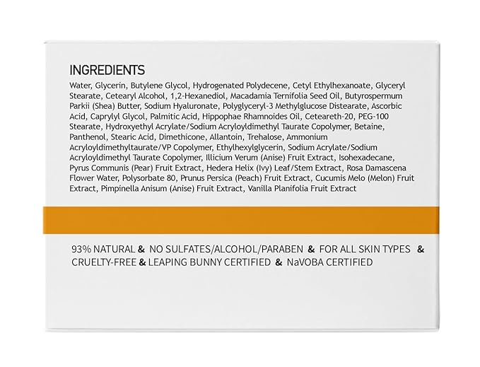 CLARA'S NEW YORK | Brightening Vitamin C Moisturizer Face Cream | with Hyaluronic Acid | Acne Scars Dark Spots Reduce Fine Lines, Healthy Glowing Skin | Non-sticky, Fast-absorbing | 50ml MADE IN USA