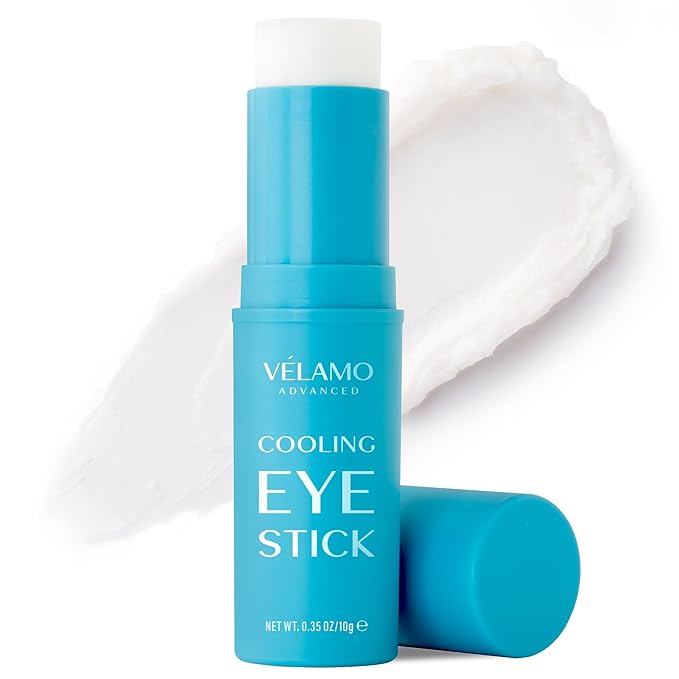 Cooling Eye Balm Stick with Caffeine: Under Eye Cream for Dark Circles Puffiness Eye Bags - Hyaluronic Acid Instantly Cooling, Hydrating & Brightening - Portable & Perfect for On-the-go Use 0.35 oz