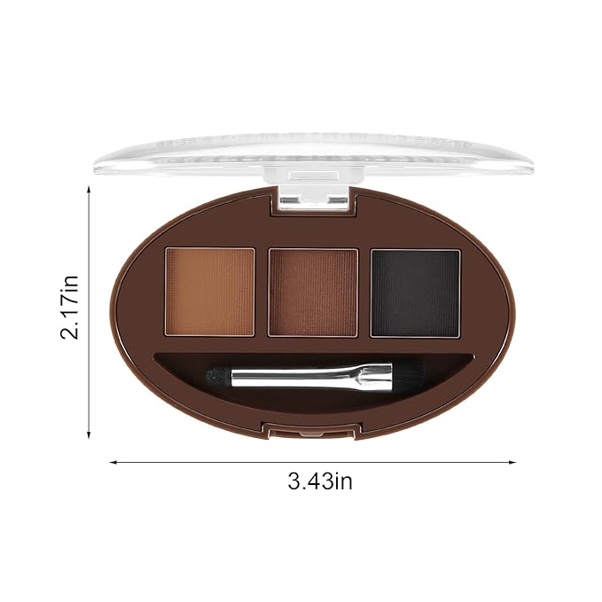 Boobeen 3 Color Eyebrow Powder Palette, Waterproof Eyebrow Makeup, Brow Definer to Shape Perfect Brow，Professional Brow Filler Powder with Brush