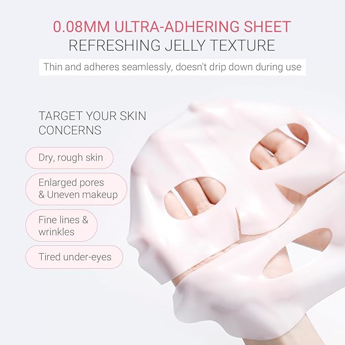tenzero Rose Peptide Collagen Mask Pack (3 Sheets x 30g), Overnight Hydrogel Mask, Deep Hydrating, Elasticity Enhancing, Anti Wrinkle Lifting, Firming, Nourishing with Collagen, Rose Peptides
