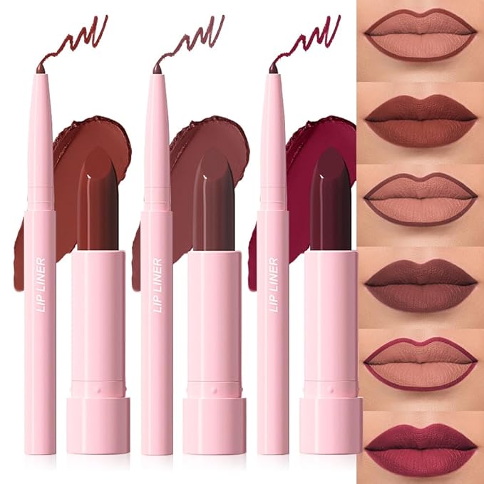 6Pcs 2 in 1 Matte Lipstick Lip Liner Pencil Set,Waterproof Lip Stick Lip liner Combo for Old Women Long Lasting Lipstick Crayon,labiales mate 24 horas originales
