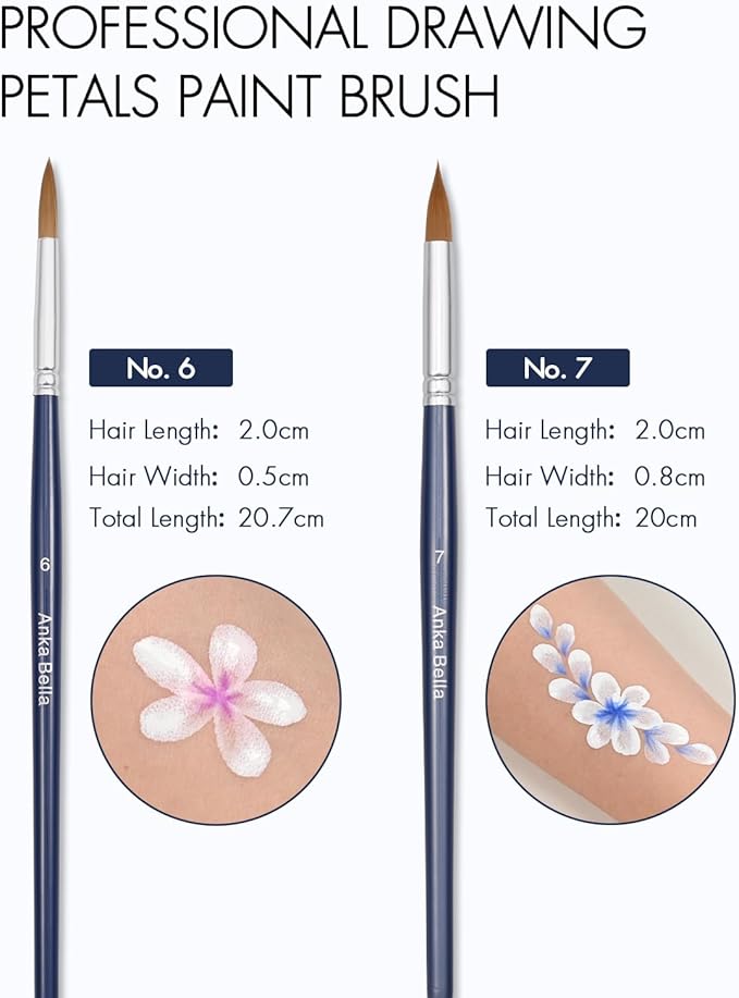 Anka Bella Professional Paint Brushes,4pcs Artist Face Paint Brushes for Drawing Petal