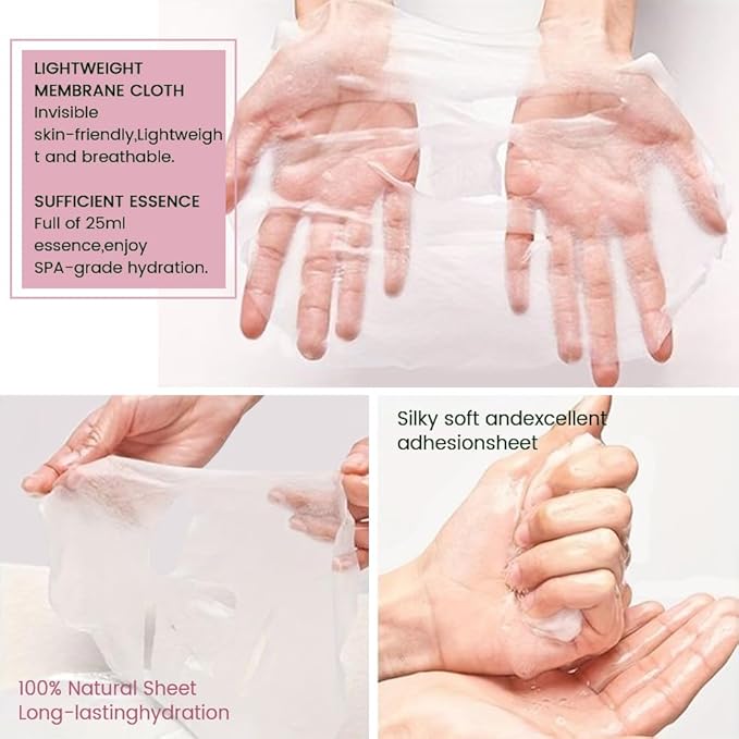 8 Pack Rose Kids Face Mask,Pink Face Masks Skincare Spa Day Kit Supplies,Spa Party Favors for Teens Girls Women,Sheet Facial Mask Skincare Gifts Set,Moisturize Soothe for All Skin Types