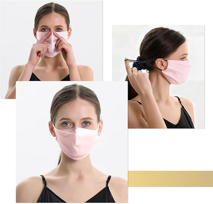 ZIMASILK 100% 22 Momme Mulberry Silk Face Mask for Men & Women, Reusable and Breathable Mouth Cover with Elastic strap