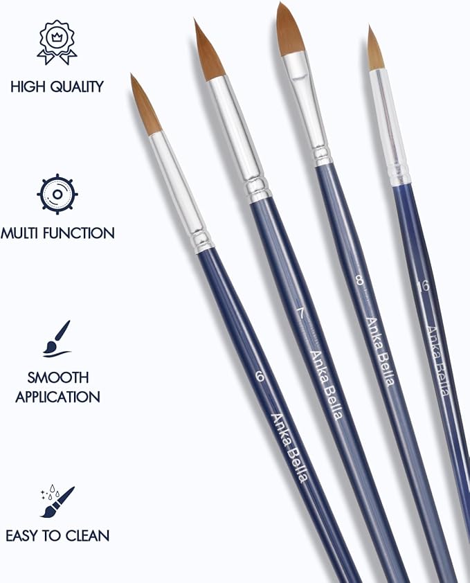 Anka Bella Professional Paint Brushes,4pcs Artist Face Paint Brushes for Drawing Petal