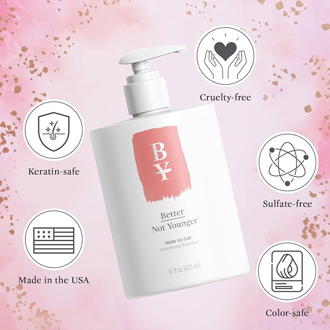 Better Not Younger Wake Up Call Volumizing Biotin Shampoo 16 oz – Designed for Women Over 40 with Thinning Hair - Volumizes, Lifts & Nourishes - Sulfate Free, Color - Safe Shampoo for Fine Hair.