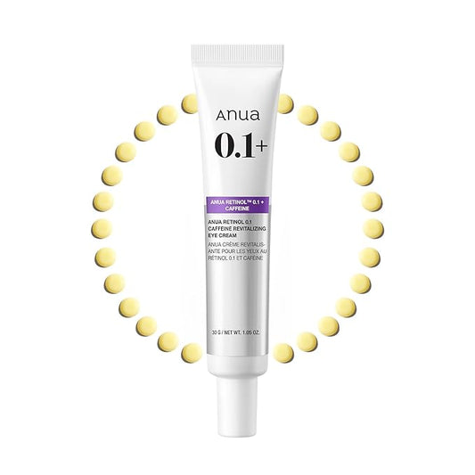 ANUA Retinol 0.1 Caffeine Revitalizing Eye Cream, Under Eye Cream For Hydration, Glow Up Eye Contour, Niacinamide, Retinol For Face, Night Cream For Eye Care, Korean Skin Care (30g/1.05oz)
