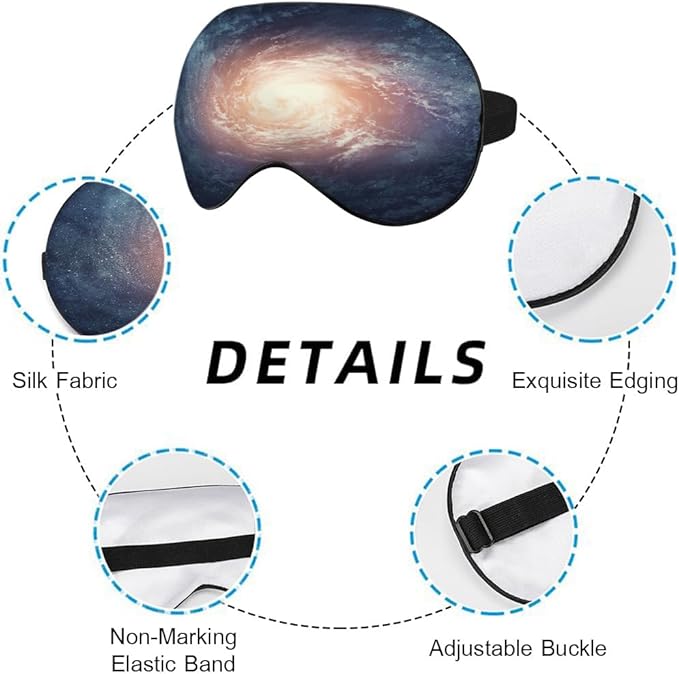 Space Galaxy Sleep Eye Cover Universe Beautiful Shining Star Silk Eye Mask for Sleeping with Adjustable Strap for Travel Nap Shift Work Office