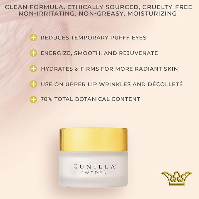 GUNILLA Anti-Aging Eye Cream Eye-de-puff A23 Concentrated with 23 Actives & Botanicals Hydrate & Help Reduce Fine Lines, Puffiness & Dark Circles, Natural, Peptides, Vegan - 5 oz