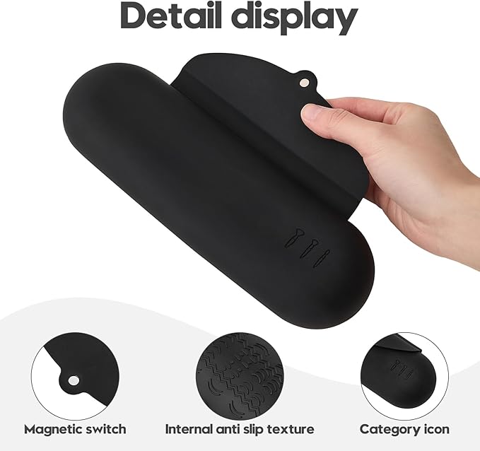 Silicone Makeup Brush Holder，Travel Makeup bag-Soft Portable Cosmetic Face Brushes Holder，Large Travel Makeup Brush Case with Anti-Fall Out Magnetic Closure