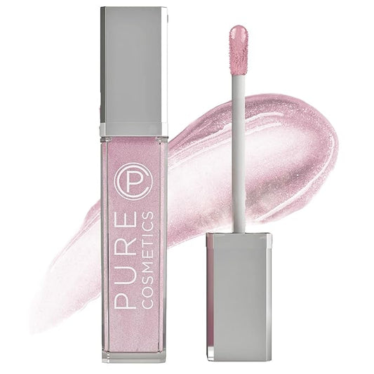 Pure Illumination Light-Up Lip Gloss with LED-Lit Applicator Brush + Side Mirror, Non-Sticky, Moisturizing Hydrating Lip Glosses with Lanolin, Jojoba Oil, & Vitamin E, Shimmer