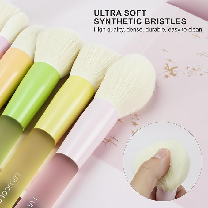 5-Piece Essential Face Makeup Brush Set – Soft, Cruelty-Free Synthetic Bristles with Comfort Rubberized Handles, Multi-Color Pastel Design – Makeup Brushes for Powder, Blush, and Contour