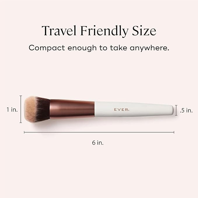EVER Foundation Brush – Professional Contoured Face Makeup Brush for Liquid & Powder Foundation, Vegan Synthetic Bristles, Cruelty-Free