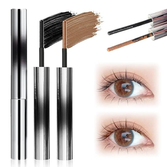 3D Curling Iron Wand Mascara, 2025 New Waterproof Metal Iron Wand Mascara Tubing, Waterproof & Smudge-Proof Long-Lasting Curling Eyelash Mascaras with No Flaking (Black+Brown)