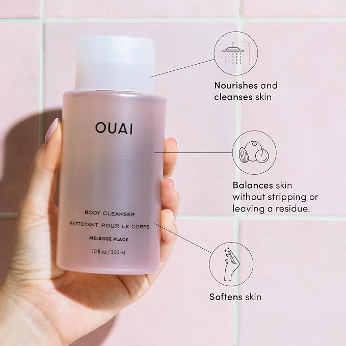 OUAI Body Cleanser, Melrose Place - Foaming Body Wash with Jojoba Oil and Rosehip Oil to Hydrate, Nurture, Balance and Soften Skin - Paraben, Phthalate and Sulfate Free Skin Care Products (10 Fl Oz)