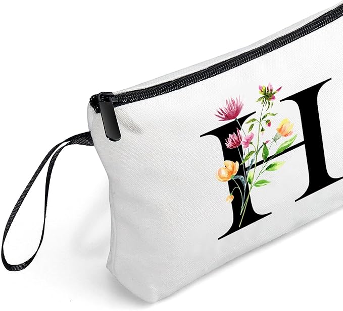 SEAMOON Bride to be Birthday Womens Unique Initial Monogram Gifts for Women Mom Personalized Travel Makeup Cosmetic Bag with Mirror Valentines Mothers Day Christmas Graduation H