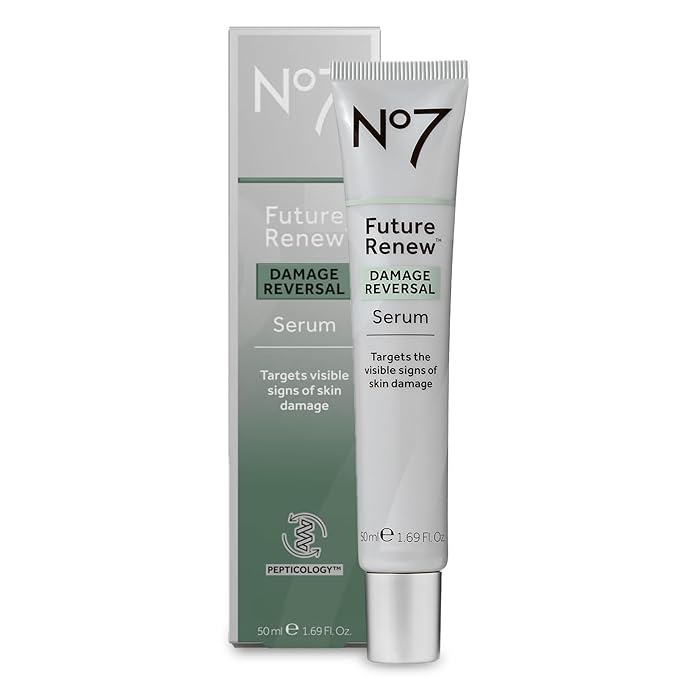 No7 Future Renew Damage Reversal Face Serum - Fast-Absorbing Peptide Serum to Help Visibly Reduce Fine Lines & Wrinkles - Enriched with Hyaluronic Acid & Niacinamide to Combat Dryness (1.69 Fl Oz)