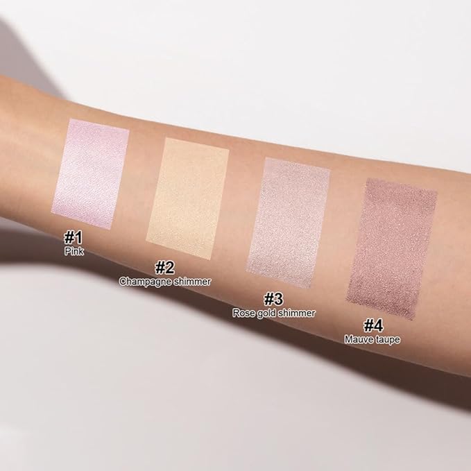 4Pcs Eyeshadow Stick, Eye shadow Brightener Stick Glitter Highlighter Makeup Eye Liner, Shimmer Creamy Long Lasting Eye Makeup(4 colors