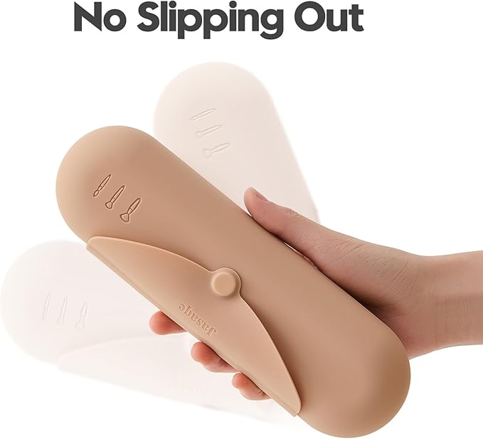 Silicone Makeup Brush Holder，Travel Makeup bag-Soft Portable Cosmetic Face Brushes Holder，Large Travel Makeup Brush Case with Anti-Fall Out Magnetic Closure